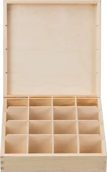 Úložný box ČistéDřevo Dřevěná krabička na čaj 16 přihrádek 29 x 29 cm přírodní