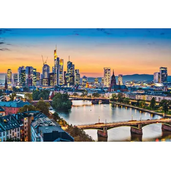 Fototapeta DIMEX | Vliesová fototapeta Frankfurt, Německo MS-5-1220 | 375 x 250 cm| modrá, žlutá, oranžová, šedá + Vliesová fototapeta na stěnu DIMEX Frankfurt, Německo MS51220 v rozměru 375 x 250 cm + lepidlo zdarma