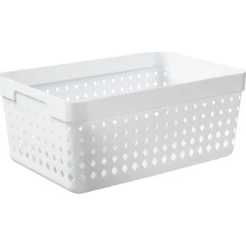 Úložný box košík SEOUL XL-organ., 24x16x10cm-bílý, plast