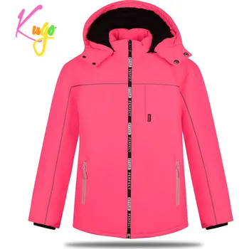 Dívčí bunda Dívčí zimní bunda - KUGO BU606, neonově lososová Barva: Lososová, Velikost: 164