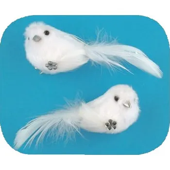 plyšák Ptáček plyš bílý na klipu 2 ks, 12 cm