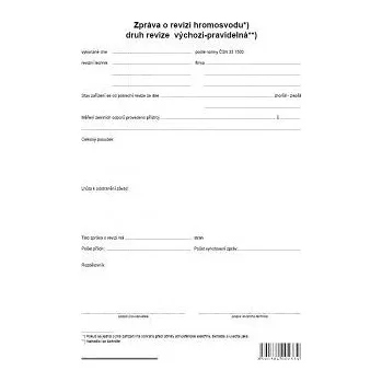 Tiskopis Zpráva o revizi hromosvodu A4