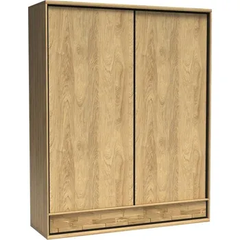 Šatní skříň Šatní skříň M19 MEDIOLAN hikora / prvky dubového dřeva, 177 x 221 x 59 cm