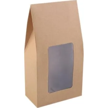 Dárková krabička Přírodní dárková krabička s průhledem, 11x21x6cm, 1 ks