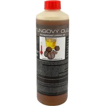 Olej na dřevo Tungový olej vařený (polymerovaný) 0,5lt - nejodolnější a nejlépe schnoucí čistý přírodní rostlinný olej na dřevo OLE TUOS 000500