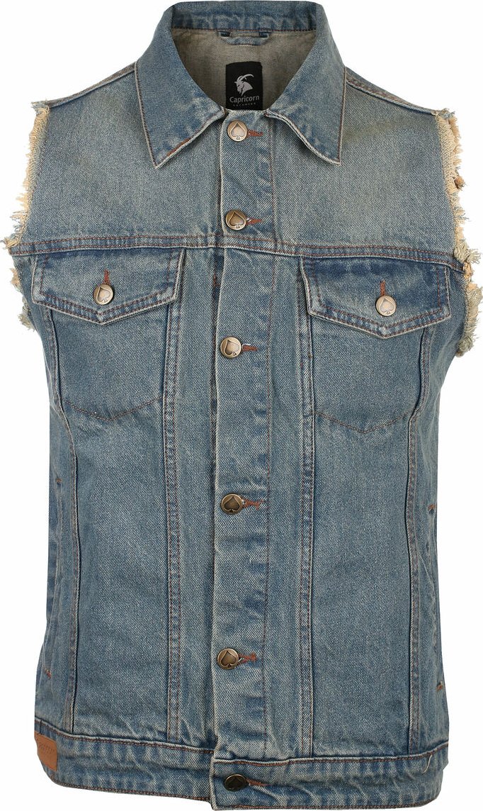 vesta pánská CAPRICORN ROCKWEAR - blue with frayed arms
