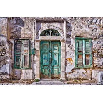 Fototapeta DIMEX | Vliesová fototapeta Starý dům, Symi MS-5-0785 | 375 x 250 cm| zelená, hnědá, šedá + Vliesová fototapeta na stěnu DIMEX Starý dům, Symi MS50785 v rozměru 375 x 250 cm + lepidlo zdarma