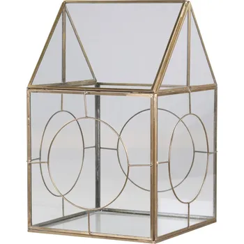 Svícen Bronzová antik kovová lucerna Candle house - 20*20*33cm