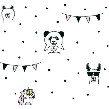 Tapeta A.S. Création | Vliesová tapeta na zeď Little Love 38138-1 | 0,53 x 10,05 m | bílá, černá, růžová + Bílá, černá, růžová vliesová tapeta na stěnu 381381 v rozměru 0,53 x 10,05 m