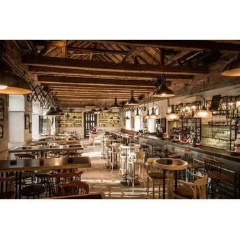 Fototapeta DIMEX | Vliesová fototapeta Pizzerie v retro stylu MS-5-0886 | 375 x 250 cm| béžová, černá, hnědá + Vliesová fototapeta na stěnu DIMEX Pizzerie v retro stylu MS50886 v rozměru 375 x 250 cm + lepidlo zdarma