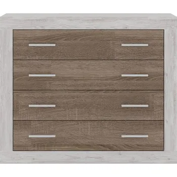 Komoda SARA 4S komoda, borovice bílá/dub sonoma tmavý 98x81x40 (SxVxH)