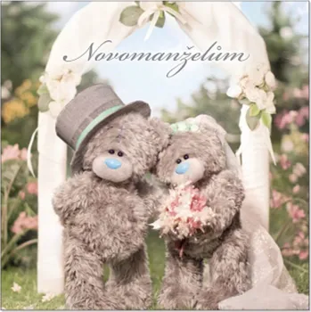 Me to You Blahopřání 3D svatební medvídci u brány 15,5 x 15,5 cm