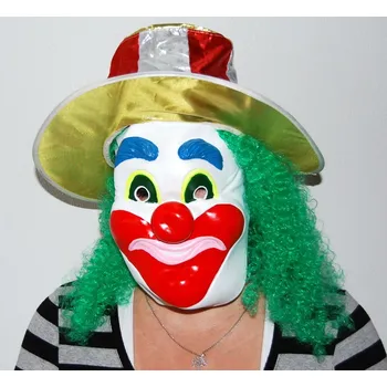 Maska Klaun s vlasy a kloboukem