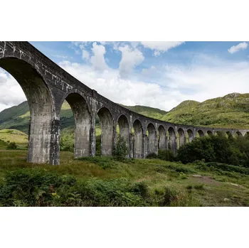 Fototapeta DIMEX | Vliesová fototapeta Skotská krajina MS-5-0648 | 375 x 250 cm| zelená, modrá, bílá, šedá + Vliesová fototapeta na stěnu DIMEX Skotská krajina MS50648 v rozměru 375 x 250 cm + lepidlo zdarma