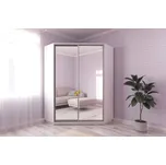 Rohová šatní skříň CORA 140/240 bílá se zrcadlovými dveřmi