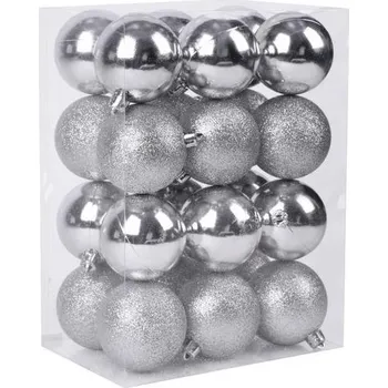 Vánoce Baňky Vánocce 24 ks, stříbrné, mix, 6 cm