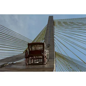 Fototapeta DIMEX | Vliesová fototapeta Stoupající kočár MS-5-2737 | 375 x 250 cm | modrá, hnědá + Vliesová fototapeta na stěnu DIMEX Stoupající kočár MS52737 v rozměru 375 x 250 cm + lepidlo zdarma