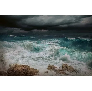 Fototapeta DIMEX | Vliesová fototapeta Rozbouřené moře MS-5-1956 | 375 x 250 cm| modrá, bílá, černá, hnědá + Vliesová fototapeta na stěnu DIMEX Rozbouřené moře MS51956 v rozměru 375 x 250 cm + lepidlo zdarma
