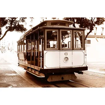 Fototapeta DIMEX | Vliesová fototapeta Stará tramvaj z roku 1873 MS-5-2882 | 375 x 250 cm | bílá, černá + Vliesová fototapeta na stěnu DIMEX Stará tramvaj z roku 1873 MS52882 v rozměru 375 x 250 cm + lepidlo zdarma