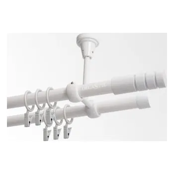 Garnýž dvojitá 19mm biela leskla koncovka Techno