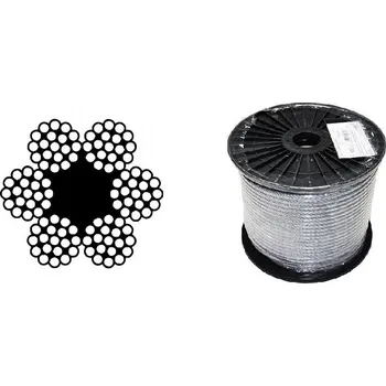 Železářství MTR Lano ocelové DIN 3060 (6×19M-FC) malá cívka Varianta: Lano ocelové DIN 3060 (6×19M-FC) malá cívka 4mm Zn