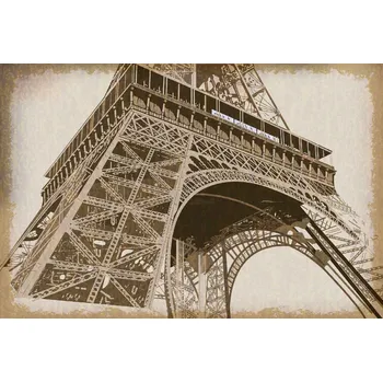 Fototapeta DIMEX | Vliesová fototapeta Pařížský vintage plakát MS-5-2185 | 375 x 250 cm| červená, béžová, metalická, hnědá + Vliesová fototapeta na stěnu DIMEX Pařížský vintage plakát MS52185 v rozměru 375 x 250 cm + lepidlo zdarma