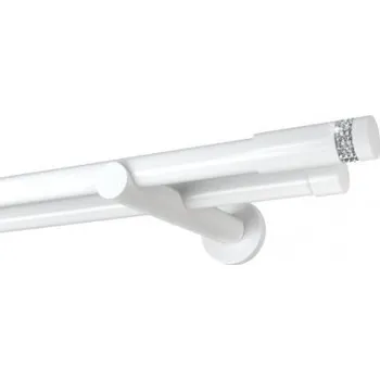 Garnýž Garnýž dvojitá 19mm biela leskla koncovka Cylinder crystal