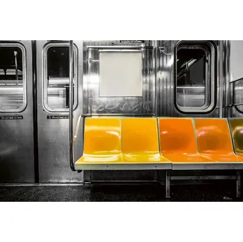 Fototapeta DIMEX | Vliesová fototapeta Barevná sedadla metra MS-5-2808 | 375 x 250 cm | žlutá, metalická, oranžová + Vliesová fototapeta na stěnu DIMEX Barevná sedadla metra MS52808 v rozměru 375 x 250 cm + lepidlo zdarma