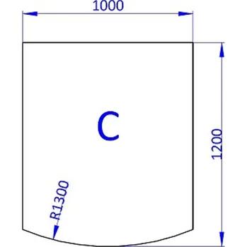 Krbová kamna Sklo pod kamna půloblouk 100x120 R 1300 tl. 8 mm