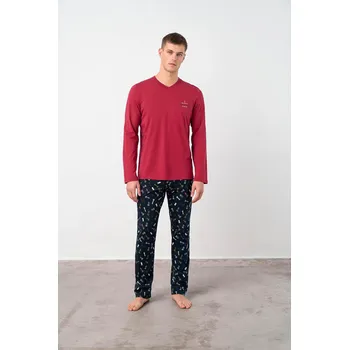 Pánské pyžamo 17631 - Vamp červená-tm.modrá XL