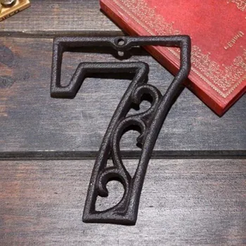 Litinové, železné číslo 7, dekorace na dům, domovní číslo na hřebík