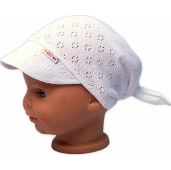 Kojenecké oblečení BABY NELLYS dětský síťovaný šátek s kšiltem na zavazování Bílá vel. 92/104