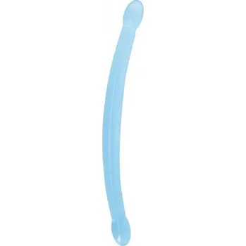 Dildo Gelové dildo RealRock Crystal Clear 17″ modré, oboustranné dildo 42,5 x 2,3–3,2 cm