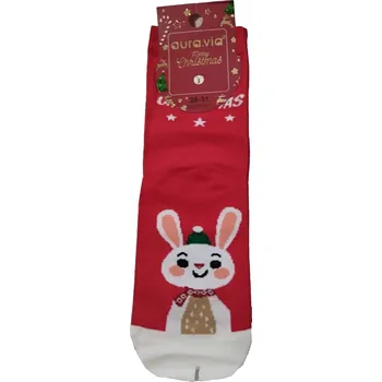 AURA. VIA Vánoční ponožky dětské ZAJÍČEK červené, vel. 24/27