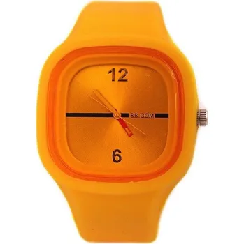 Hodinky Silikonové hodinky čtvercové, barevné, Jelly Oranžová