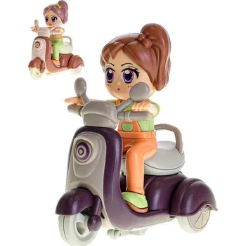 Panenka Skútr 11cm s panenkou na setrvačník 2 barvy plast