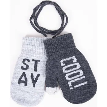 Rukavice Rukavice palčáky YO RED0120C šedé s tm. šedou vhodné pro dotykové displeje - mobily tablety velikost rukavic: 14 cm