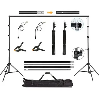 Fotopozadí Konstrukce pozadí 2,1x3m v setu s pouzdrem a příslušenstvím (set konstrukce pro pozadí a pomůcek)