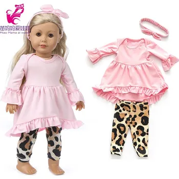 Set volánkového topu a legínek pro Baby Born či American Girl Motiv: růžový set - leopard