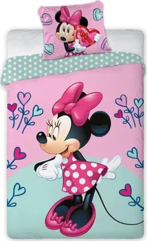 Ložní povlečení Faro Minnie Hearts Flower 140 x 200, 70 x 90 cm zipový uzávěr