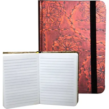 Zápisník Zápisník s gumičkou 95x140 mm červenočerný ornament A