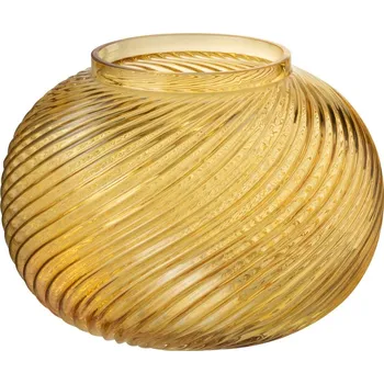 Váza Žlutá skleněná kulatá váza Stripes L - Ø 20*17 cm