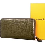 Luxusní celozipová kožená peněženka Gianni Conti 2868 tmavězelená