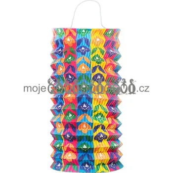 Party dekorace Lampión válec 15 cm M1-4 - Kytičky