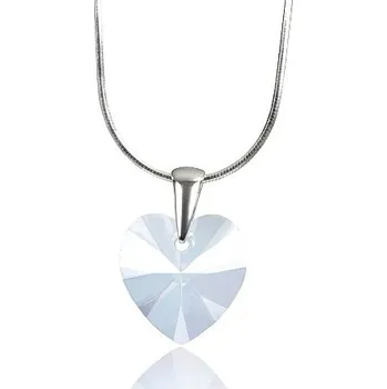 Přívěsek Stříbrný přívěsek Srdce 14mm White Opal se Swarovski® Crystals LSW136P