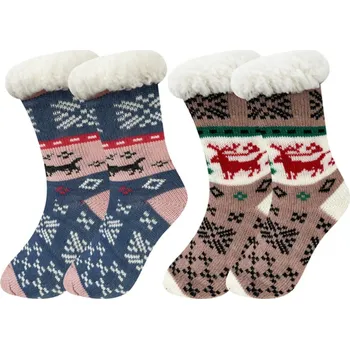 Dámské ponožky Emi Ross Dámské Vánoční termoponožky W412 - Mix barev (Balení/2pár) Barva: Mix barva 2, Velikost: 35-38