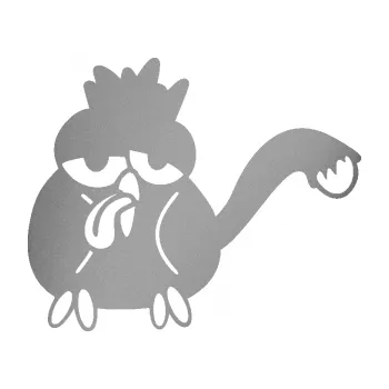 Samolepicí dekorace na vozidlo Oškubaný ptáček levá (42 - stříbrná metalíza) SAMOLEPKA NA AUTO, NÁLEPKA, FÓLIE, POLEP, TUNING, VLASTNÍ TEXT, TISK, AUTOSAMOLEPKY.cz, POLEPY, OBRÁZEK, LOGO, 3D STICKERS