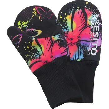Rukavice Esito dívčí softshellové rukavice motýl Velikost: 3-5 let