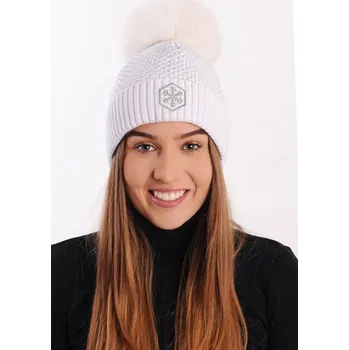 Čepice Čepice R-Jet Top fashion exclusive Barva: ohrnutá bílá-stříbrný lurex, bílá bambule, Velikost: uni, Pohlaví: Dámské