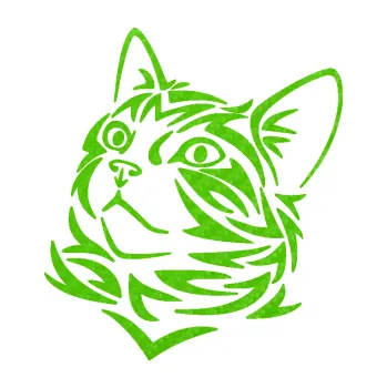 Samolepící dekorace Kočka 028 levá hlavička (58 - 3D karbon zelený kawasaki) SAMOLEPKA NA AUTO, NÁLEPKA, FÓLIE, POLEP, TUNING, VLASTNÍ TEXT, TISK, AUTOSAMOLEPKY.cz, POLEPY, OBRÁZEK, LOGO, 3D STICKERS